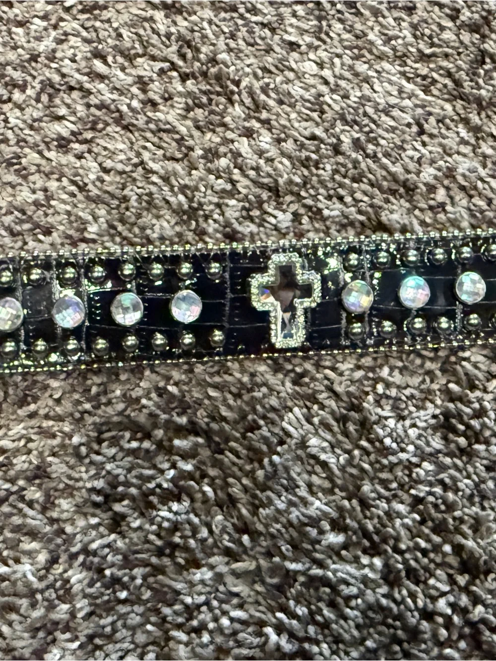 Nocona Black Studded Kids Belt with Silver Cross Accents